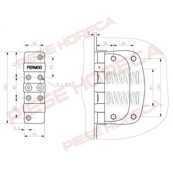 Balama FERMOD 4521 pentru usa camera frigorifica